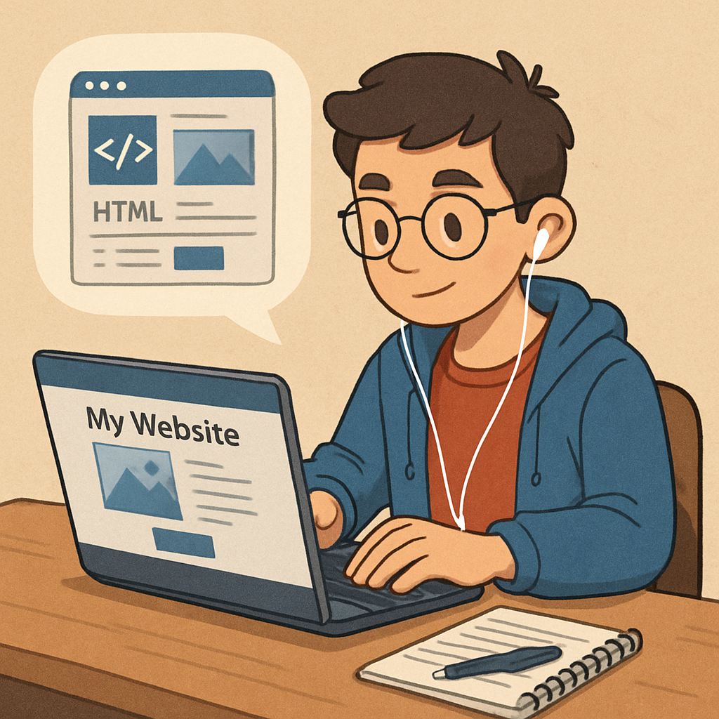 A Student learning how to edit their webpage-1