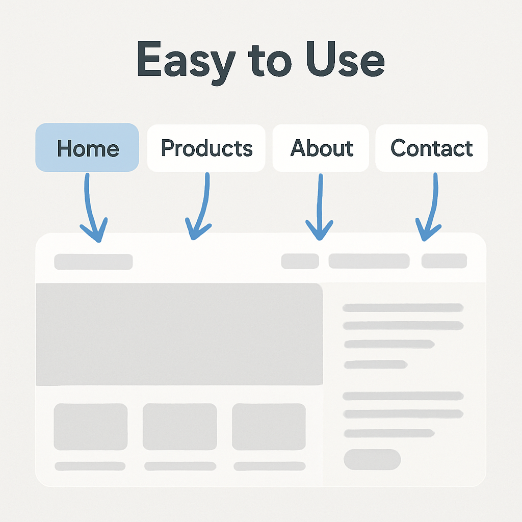 Tabs showing where certain things are on a website to show how it is easy to use for consumers