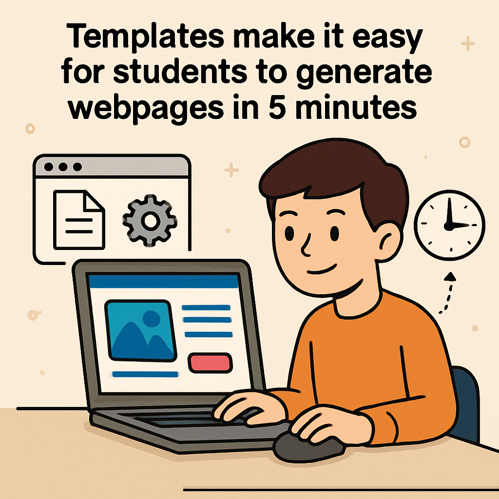 Templates make it easy for students to generate webpages in 5 minutes