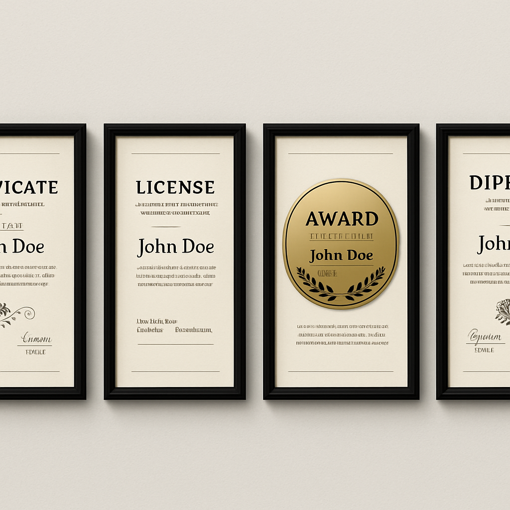 credentials and awards
