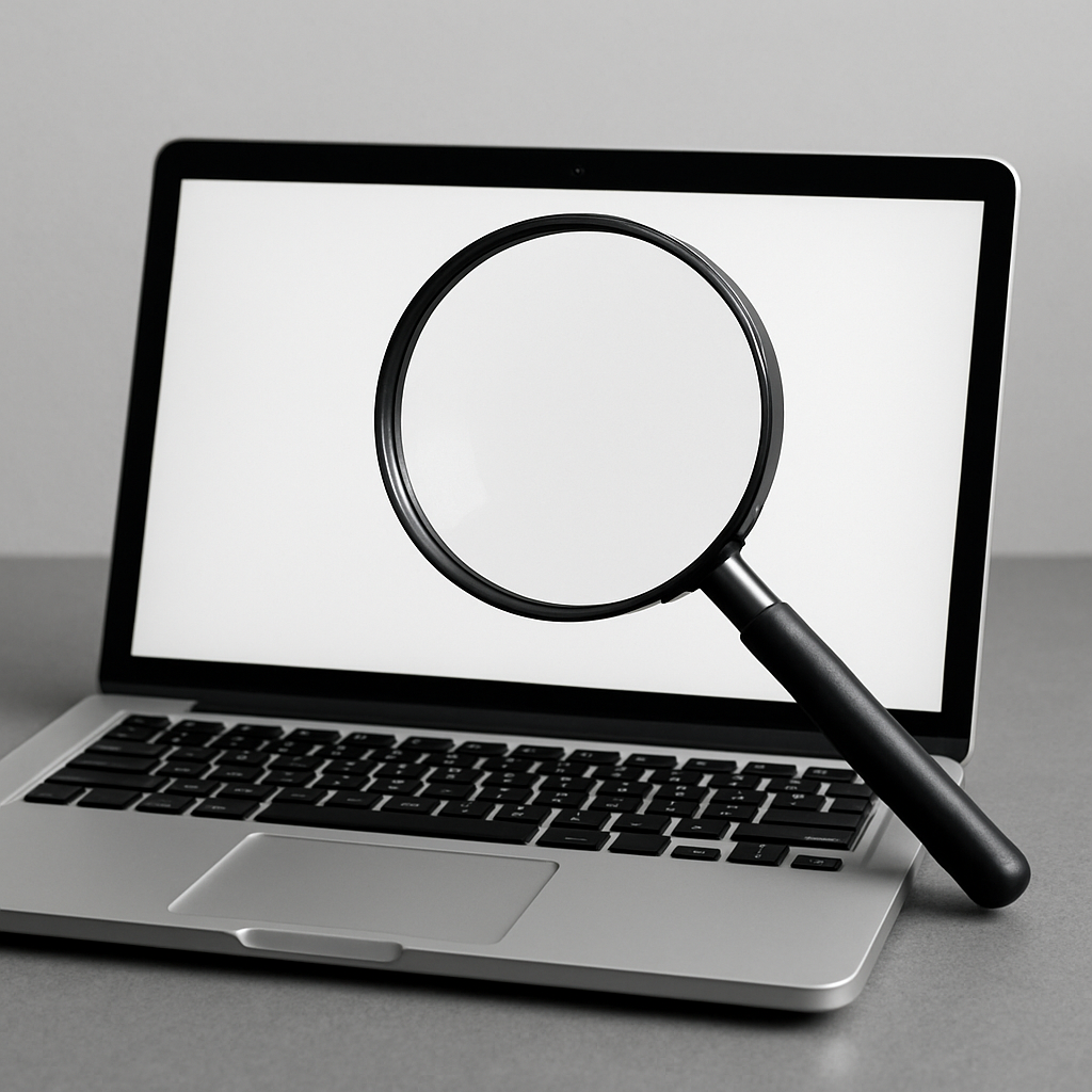 magnifying glass over a computer-1