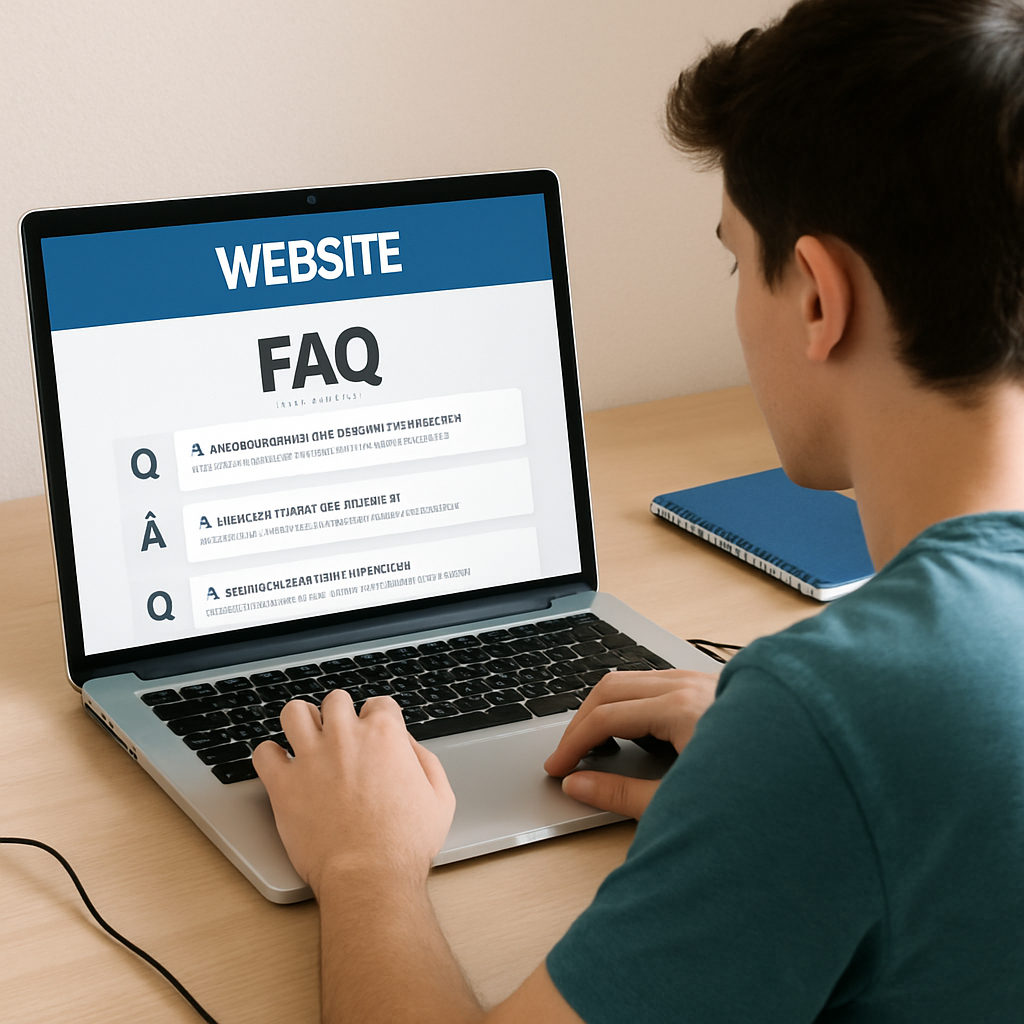 student making a website with FAQ page