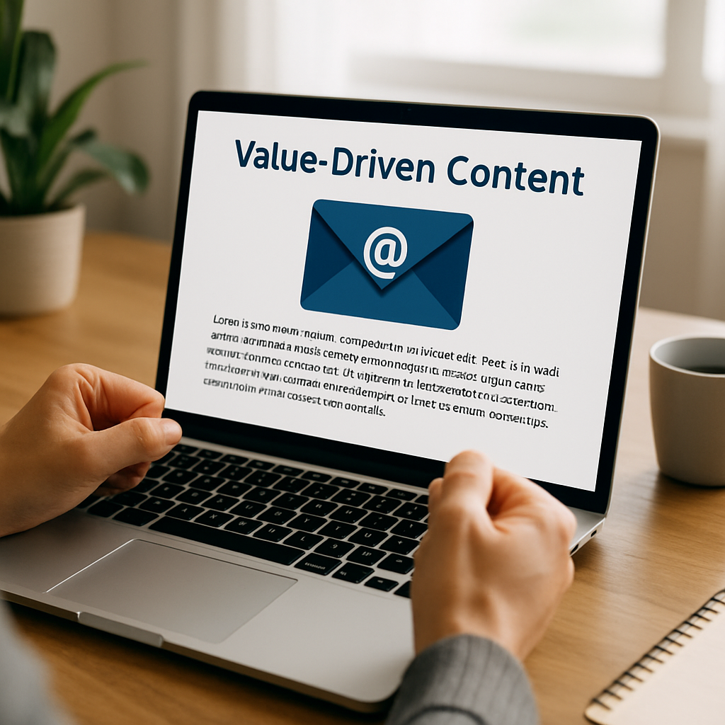 value driven content an image of the viewer opening an email and feeling valued or like the content is useful